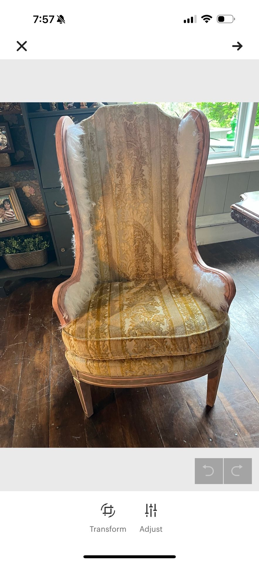 Pink And Gold Wingback Chair
