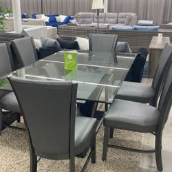 Juego de Comedor Camelia  7 PZAS gris 🤩🤩HOUSTON SOLO $54 PAGO INICIAL 🥳🥳 $799