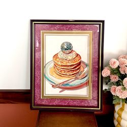Disco Ball Pancake Stack Glitter Mirror Ball Canvas Art Print Vintage Framed Art