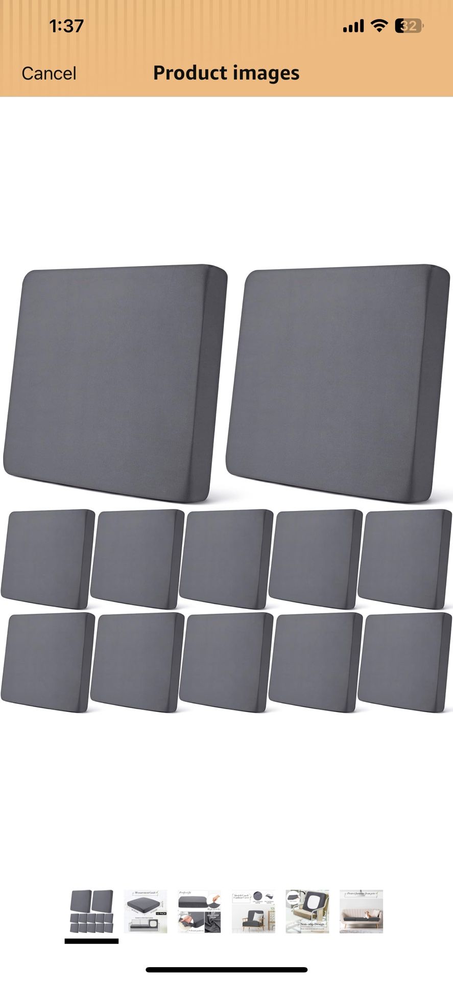 Newwiee 12 Pcs Patio Outdoor Cushion Covers Replacement Waterproof Stretch Sofa Couch Cushion Covers Washable Individual Couch Slipcovers Set Furnitur