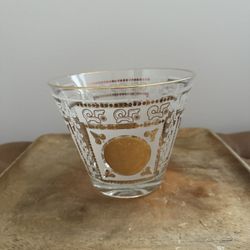 Mid-Century Gold & White Lowball Glass