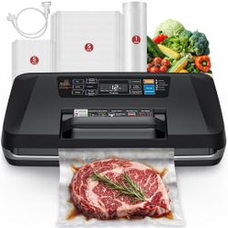 Vacuum Sealer Machine 95KPa Food Saver Sealer with Bag Storage Cutter Hose 10-in-1