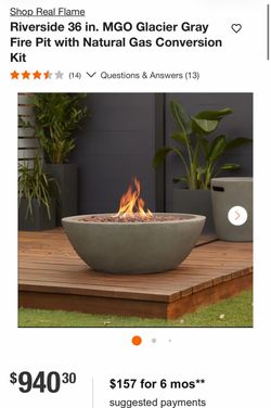 Shop Real Flame Riverside 36 in. MGO Glacier Gray Fire Pit with Natural Gas Conversion Kit
