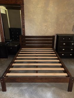 Queen bed frame and mattress