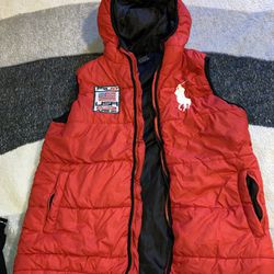 Vintage Big Pony Polo Puffer Vest Red