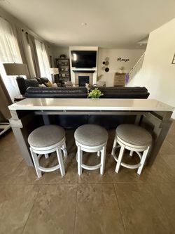 Sofa Table with 3 bar stools
