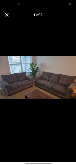 Gray Fabric Sofa and Loveseat Set