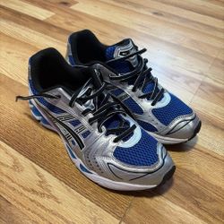 Men's Blue and Silver Asics Running Sneakers