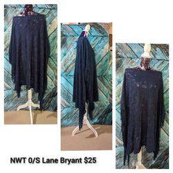 Lane Bryant Navy NEW PLUS SIZE women's Fringe O/S Shawl
