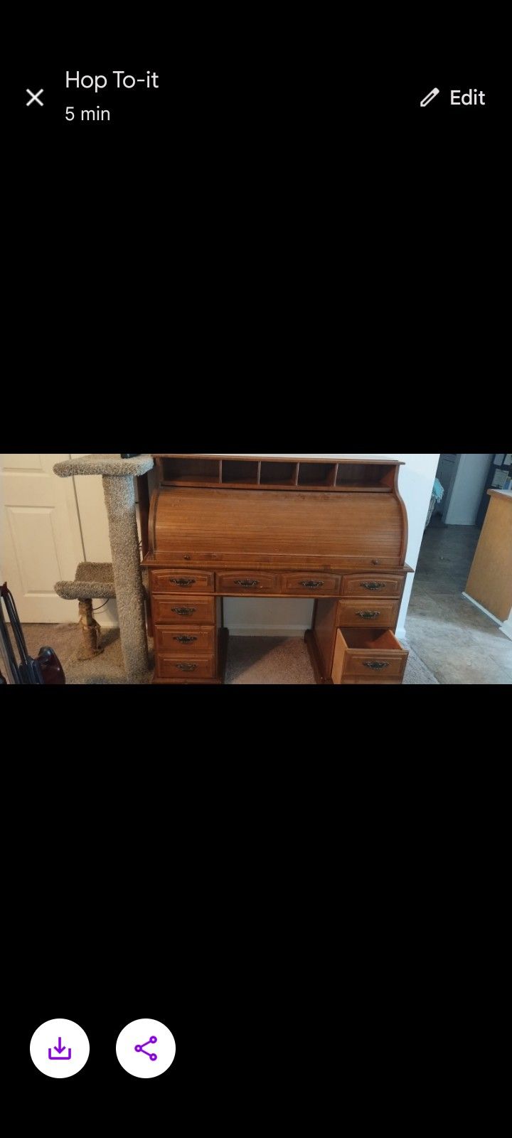 Antique Wooden Roll Top Desk