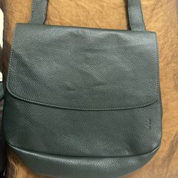 The row mail textured leather bag