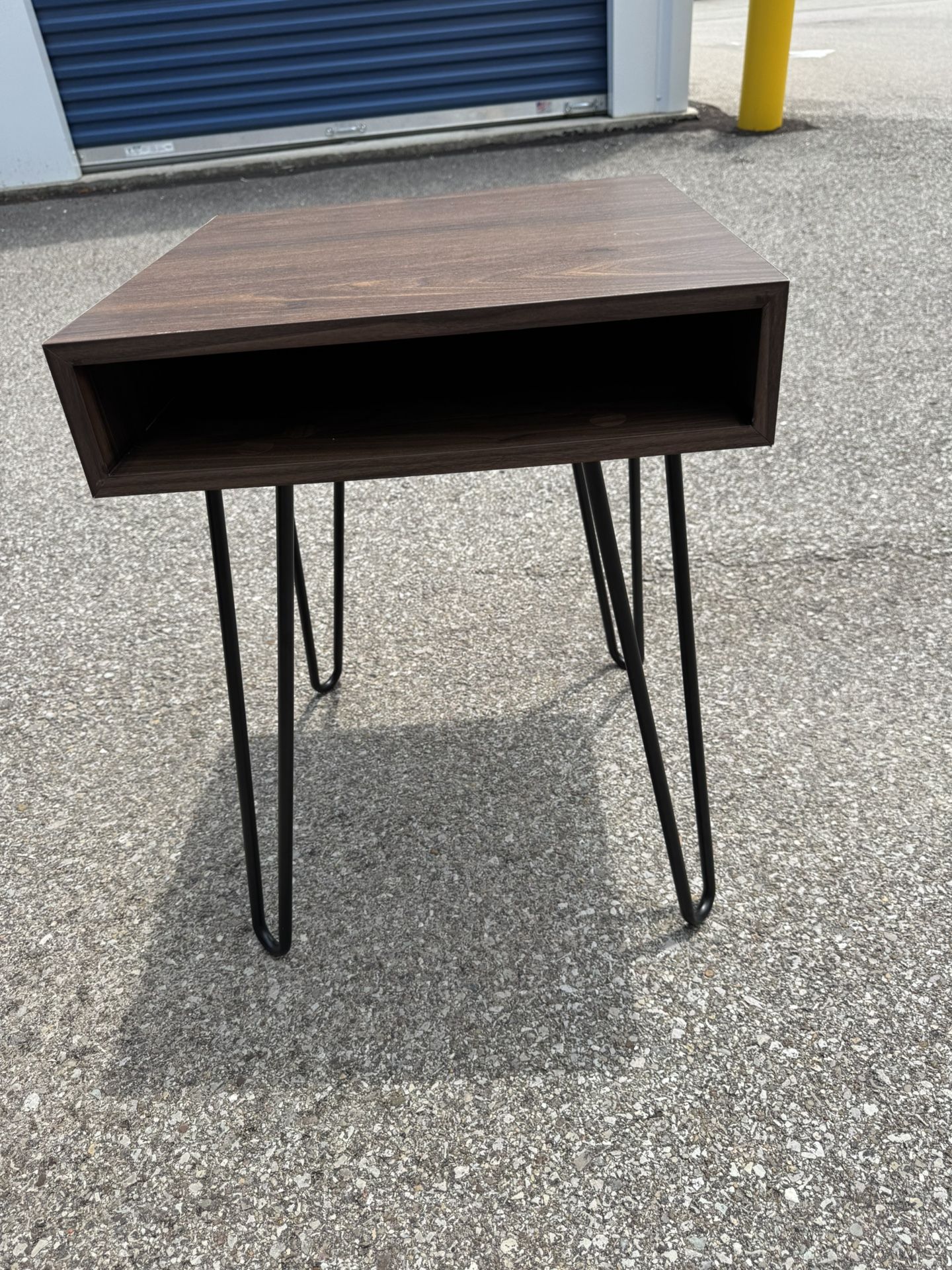 18" Modern Side Table with Hairpin Legs for Stylish Storage in Any Room - Dark Walnut
