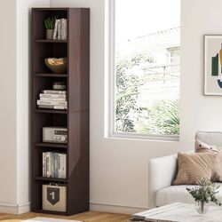 Corner Bookcase, Modern 6 Tier Narrow Cube Display Shelves, NEW IN BOX