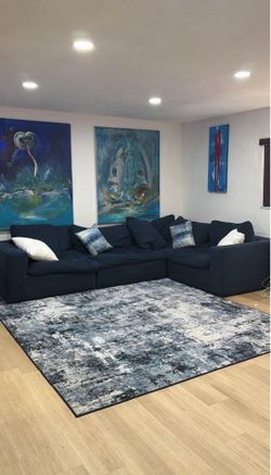 Large sectional couches, navy blue