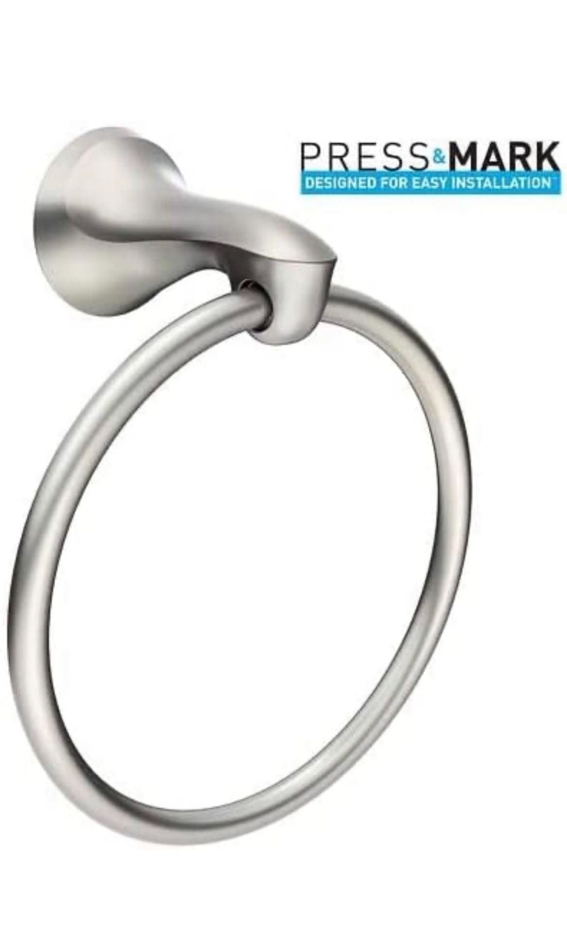 Moen Darcy Towel Ring with Press and Mark in Brushed Nickel. Amazon brand new ne