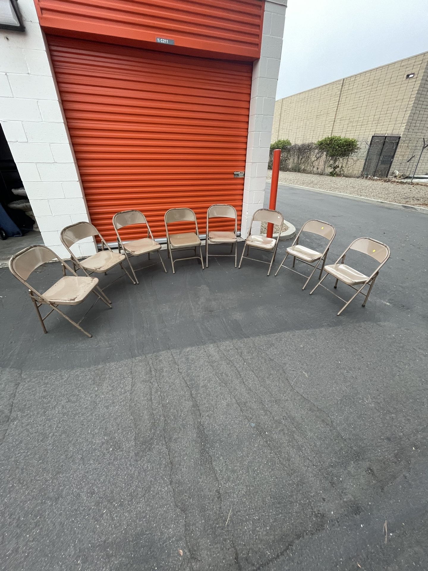 Set of 8 Folding Metal Chairs Very Used Condition