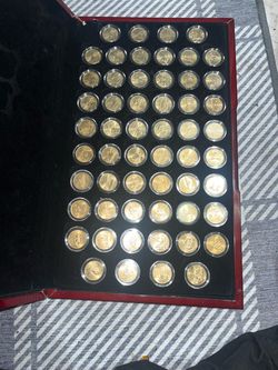 14k Gold-Plated 50 State Quarters plus territories Complete Collection in Display Case 56 total quarters