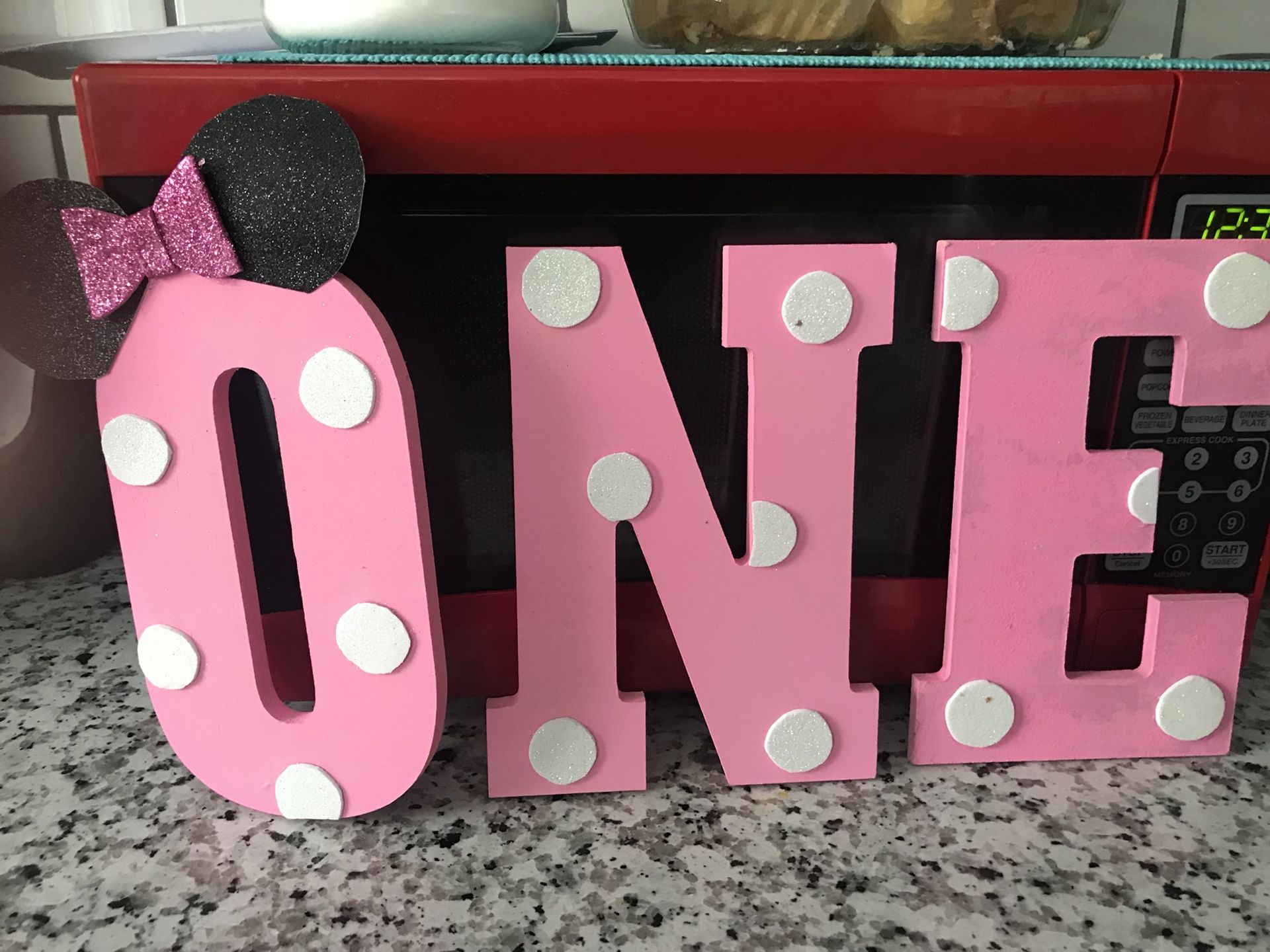 Minnie Mouse theme wood letters - ONE