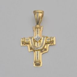 14K Yellow Gold Diamond Cross Pendant 1.5" x 1.1" Religious Charm