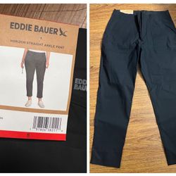 New Black EDDIE BAUER Women Horizon Straight Ankle Pants Size 8