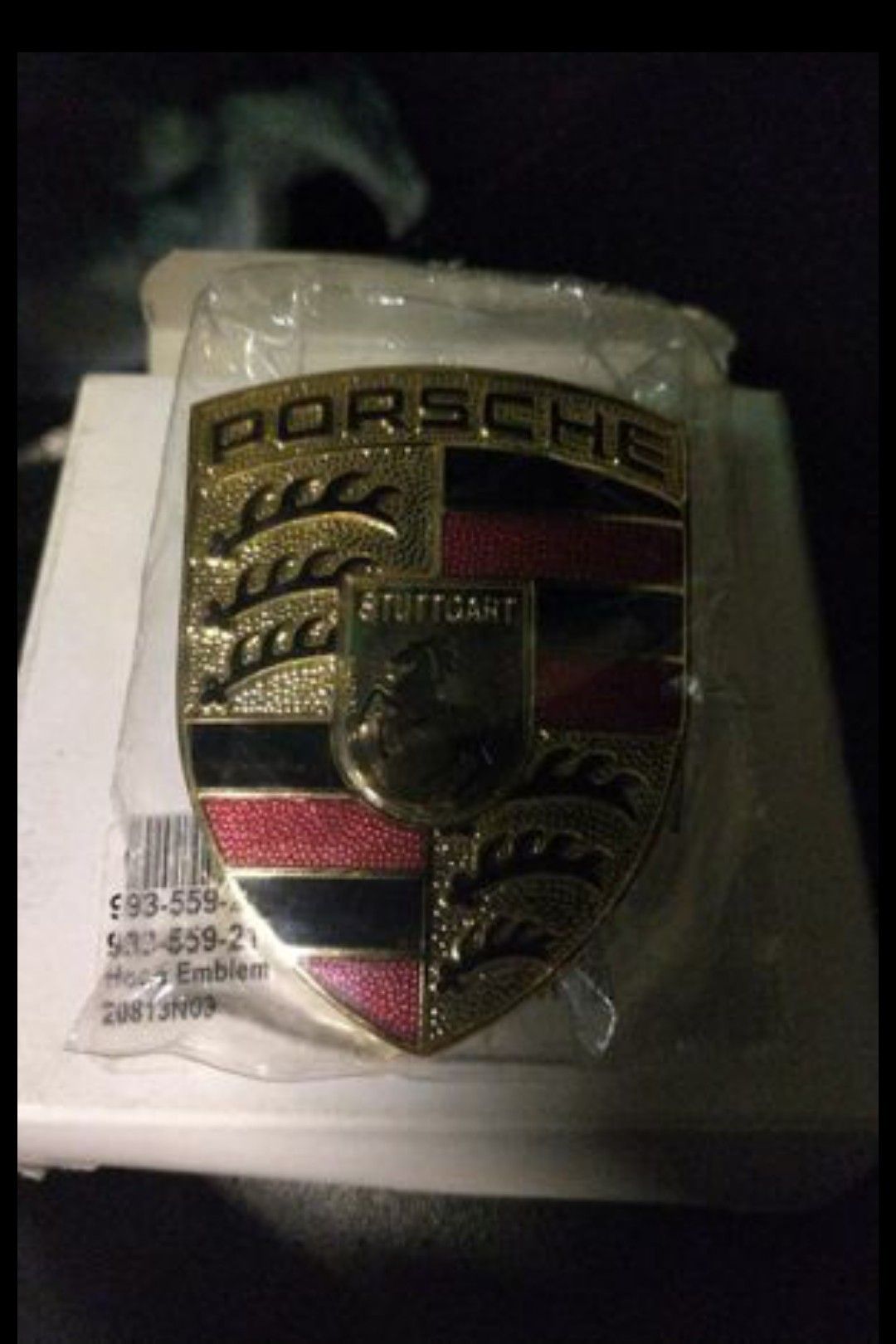Original PORSCHE 911 Hood Crest OEM--Brand New in Box and plastic wrapped 911 930 964 993