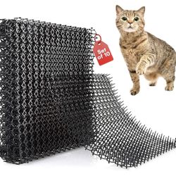 Cat Deterrent Pad 10-Piece Set - 16 x 13 Inches Indoor/Outdoor Dog and Cat Spike Mat Anti-Dig