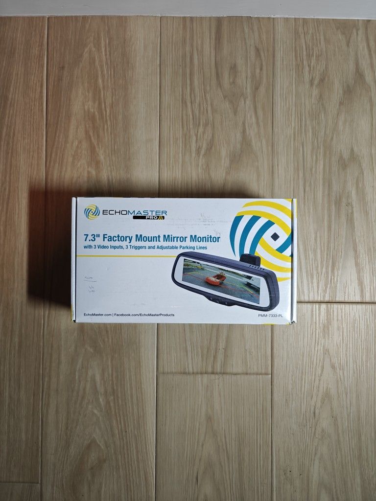Echomaster 7.3" Factory Mount Mirror Monitor with 3 Video Inputs, 3 Triggers and Adjustable Parking Lines