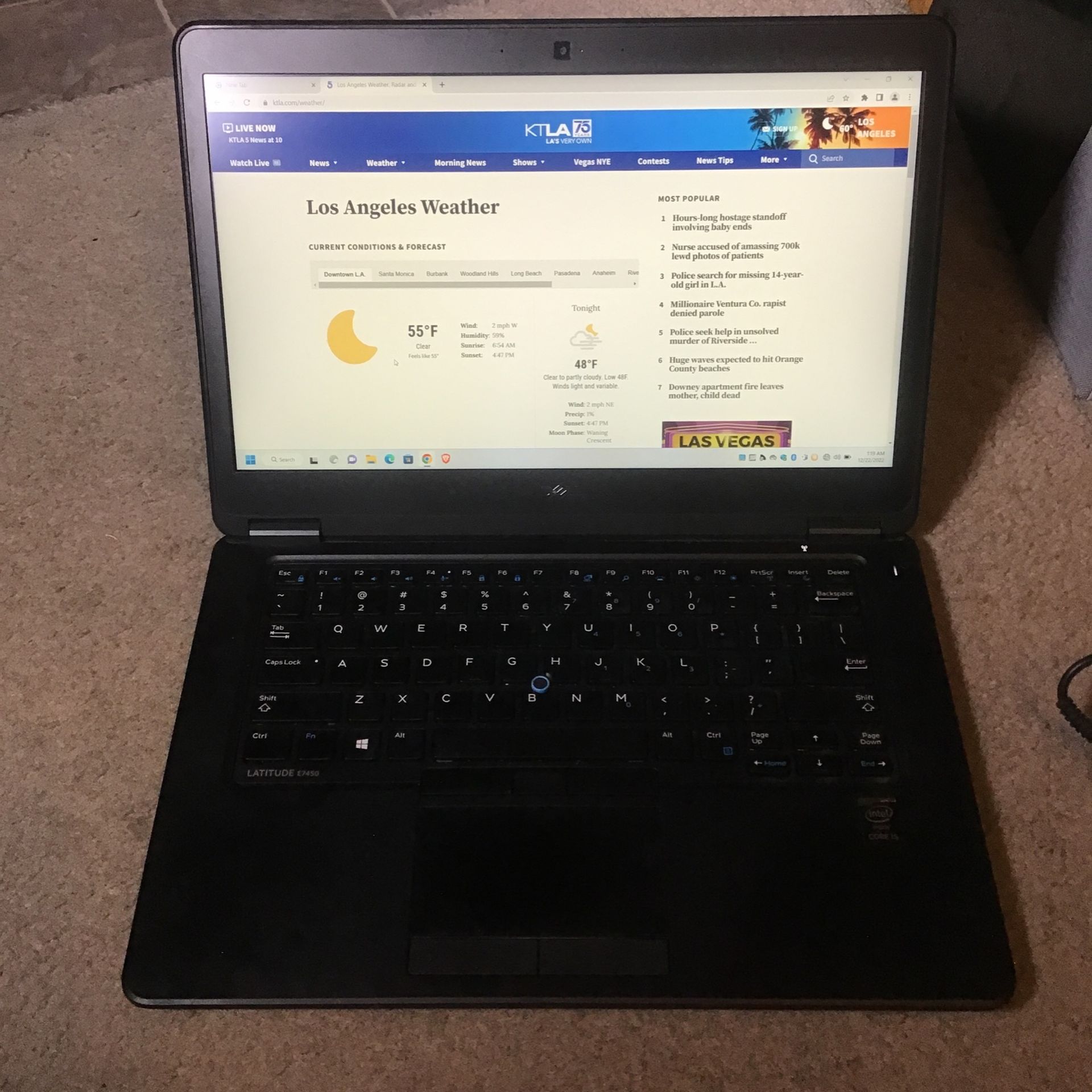 Dell Latitude E7450 Laptop: Core i5@2.2 GHz, 8 Gigs Of Ram & 256 Gig SSD + Win 11 Pro+14” screen