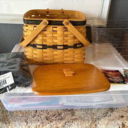 Longaberger Vintage Nib NWT 1998 Collectors Club Harbor Basket Combo with Wooden Lid 
