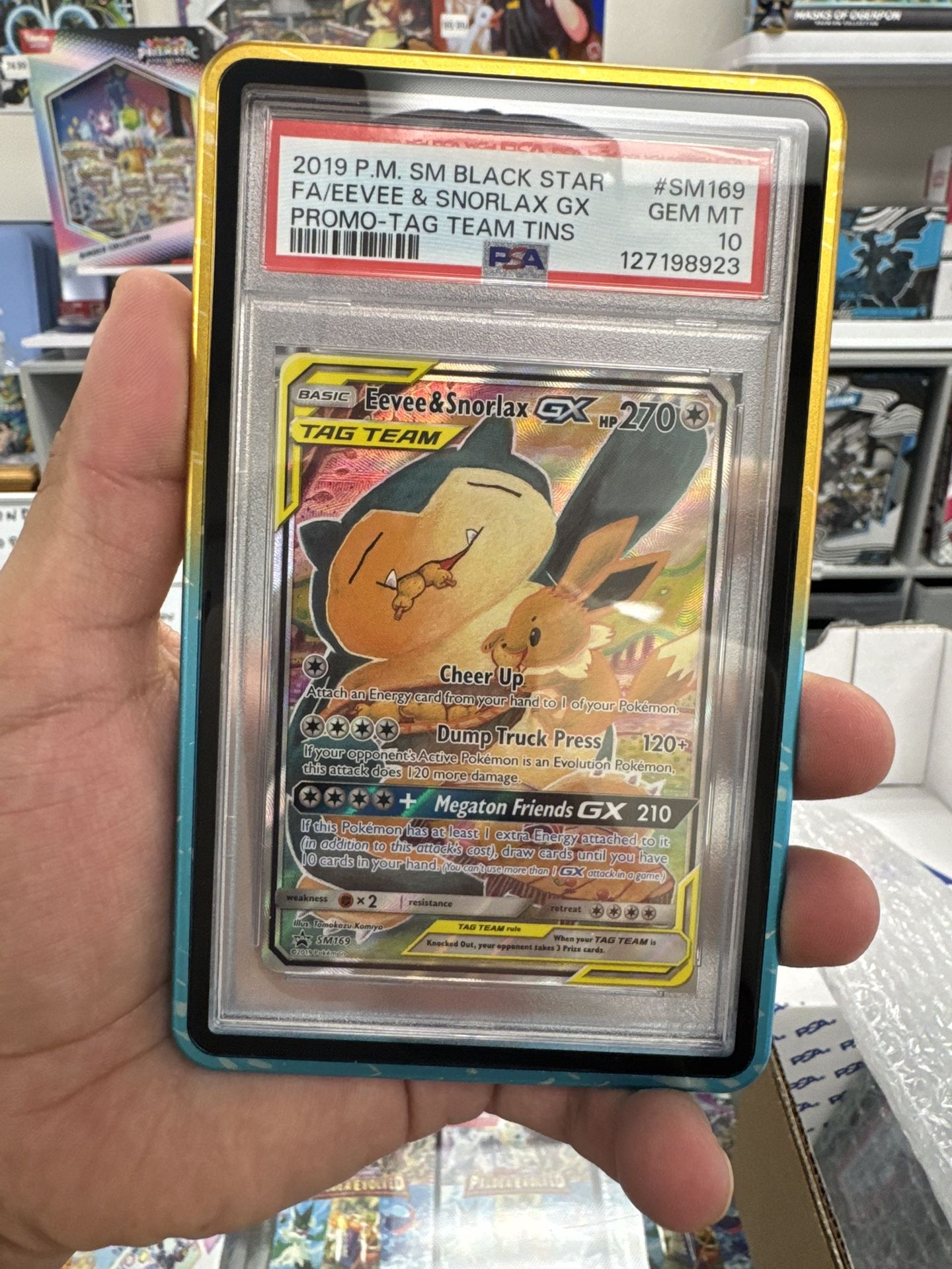 Pokémon Cards Snorlax & Eevee GX Tag Team Alt Art Psa 10 