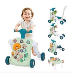 Sit to Stand Learning Walker 6 in 1 Baby Learning Walkers Early Education Activity Center Learning Play Toys Toddler Walker Push Toy for Girls Boys N0