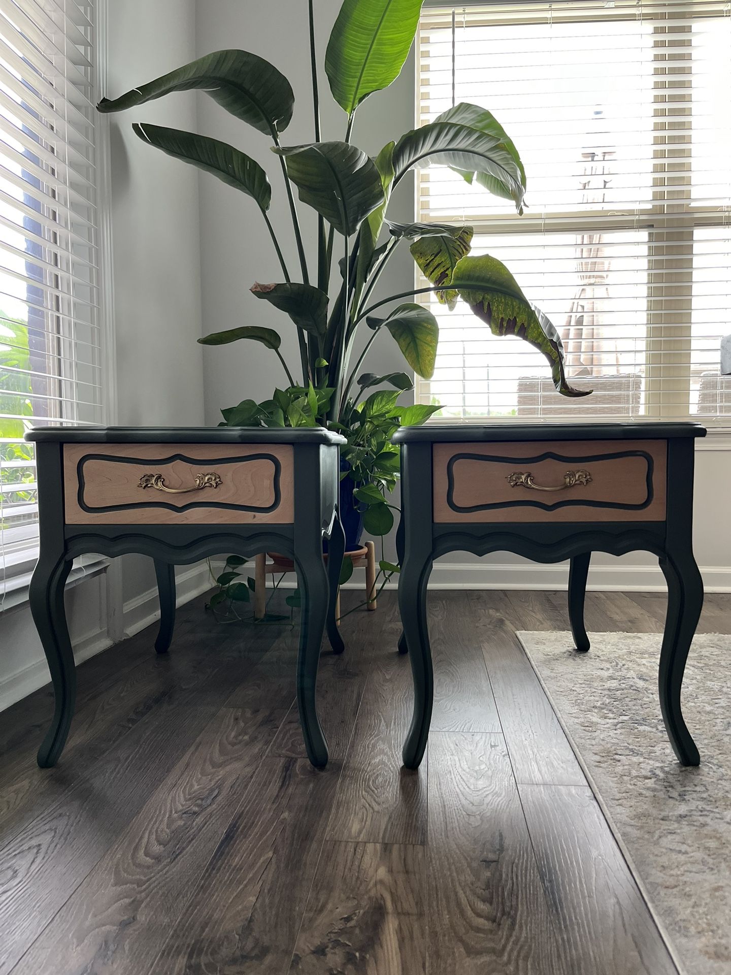 Pair of Refinished Mersman Vintage Nightstands – Elegant Sage Green