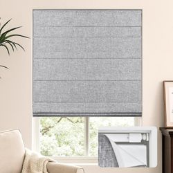LazBlinds Cordless Roman Shades 31” x 60” Blackout Grey Thermal Window Blinds