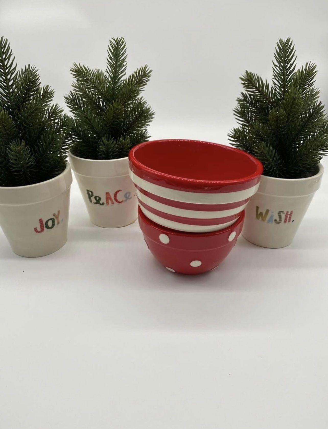 Rae Dunn • Christmas Planters and Christmas Bowls with Ikea FEJKA fake Christmas plants