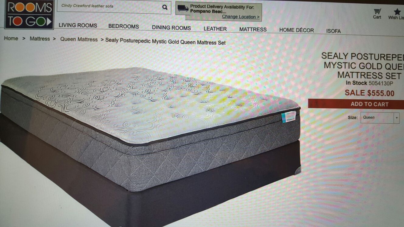 New SEALY posturepedic Mystic Gold Queen Mattress +Protector