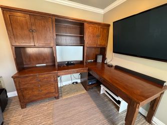 L-Shape desk with hutch. Solid wood