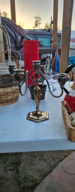 Vintage Crescent Quadruple Silver Plated 5-Light Candelabra