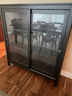 IKEA Hemnes Glass Door Cabinet Black Brown