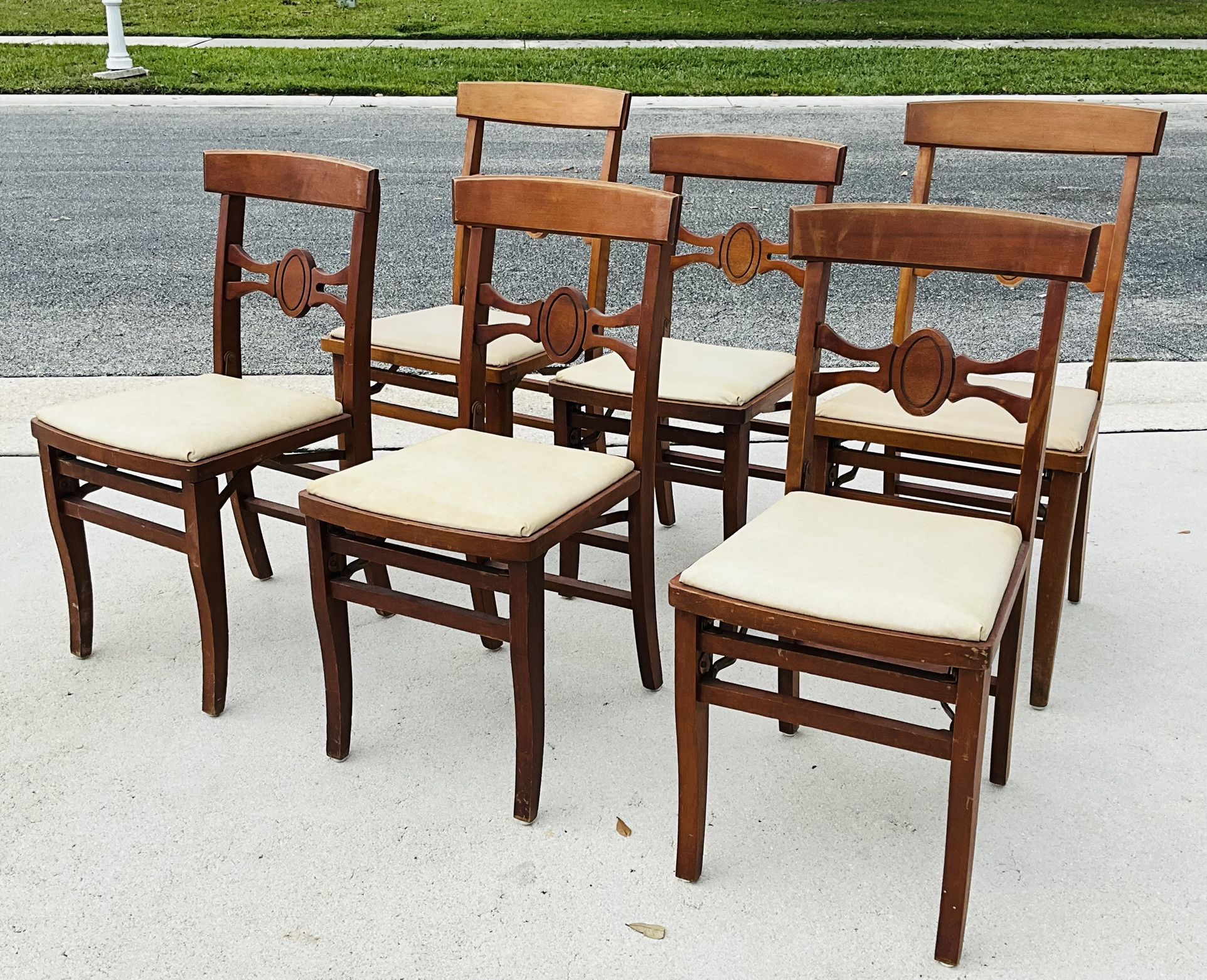 Antique Mid Century Solid Kumfort Folding Chairs by Louis