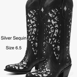 Women’s Black Sequin Cowgirl Boots 