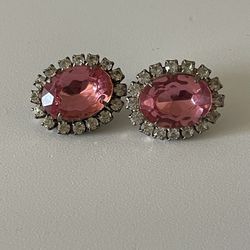 Women’s Vintage Silver & Pink Stud Earrings