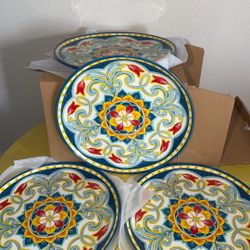 Princess House Limited Edition Colorful Mediterranean Style Ceramic Plates (Set) stylish tablescape with vibrant Sonesta dinnerware