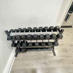5-50lbs Dumbbells w/Rack 