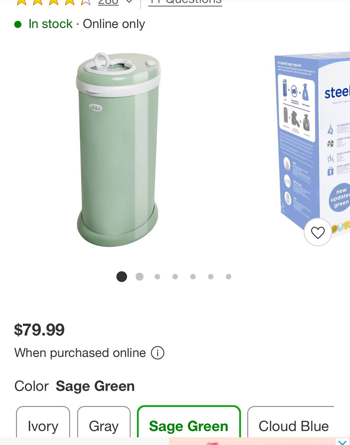 Sage Green Diaper Pail