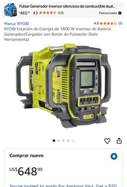 RYOBI 18V ONE+ 1800-Watt Portable Battery Inverter Power Station/8-Port Charger (Tool Only)