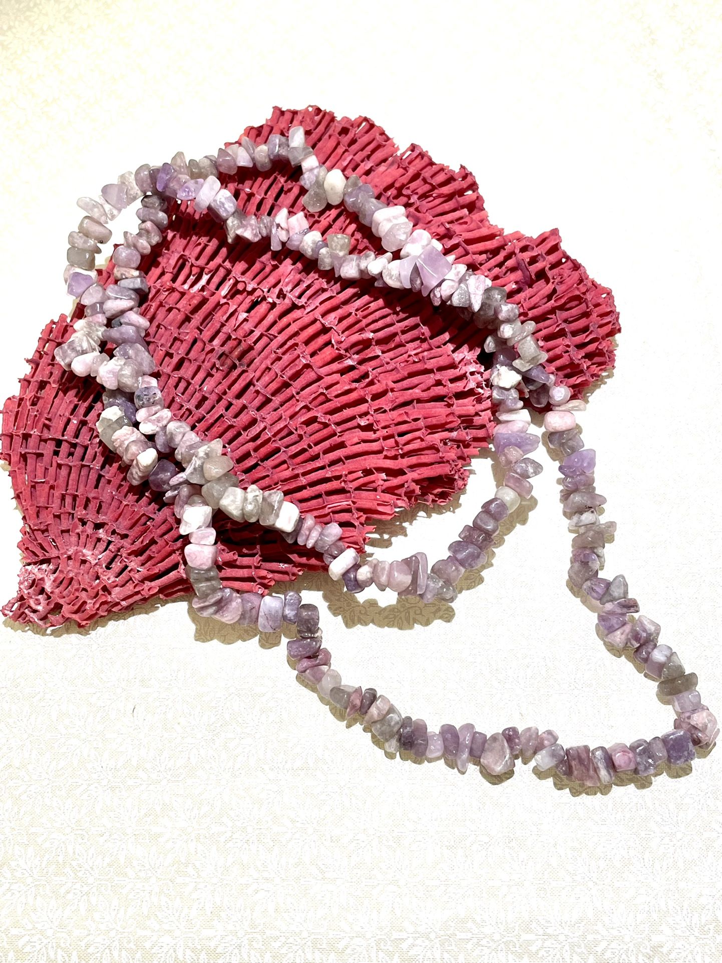 Long Amethyst Nugget Necklace 
