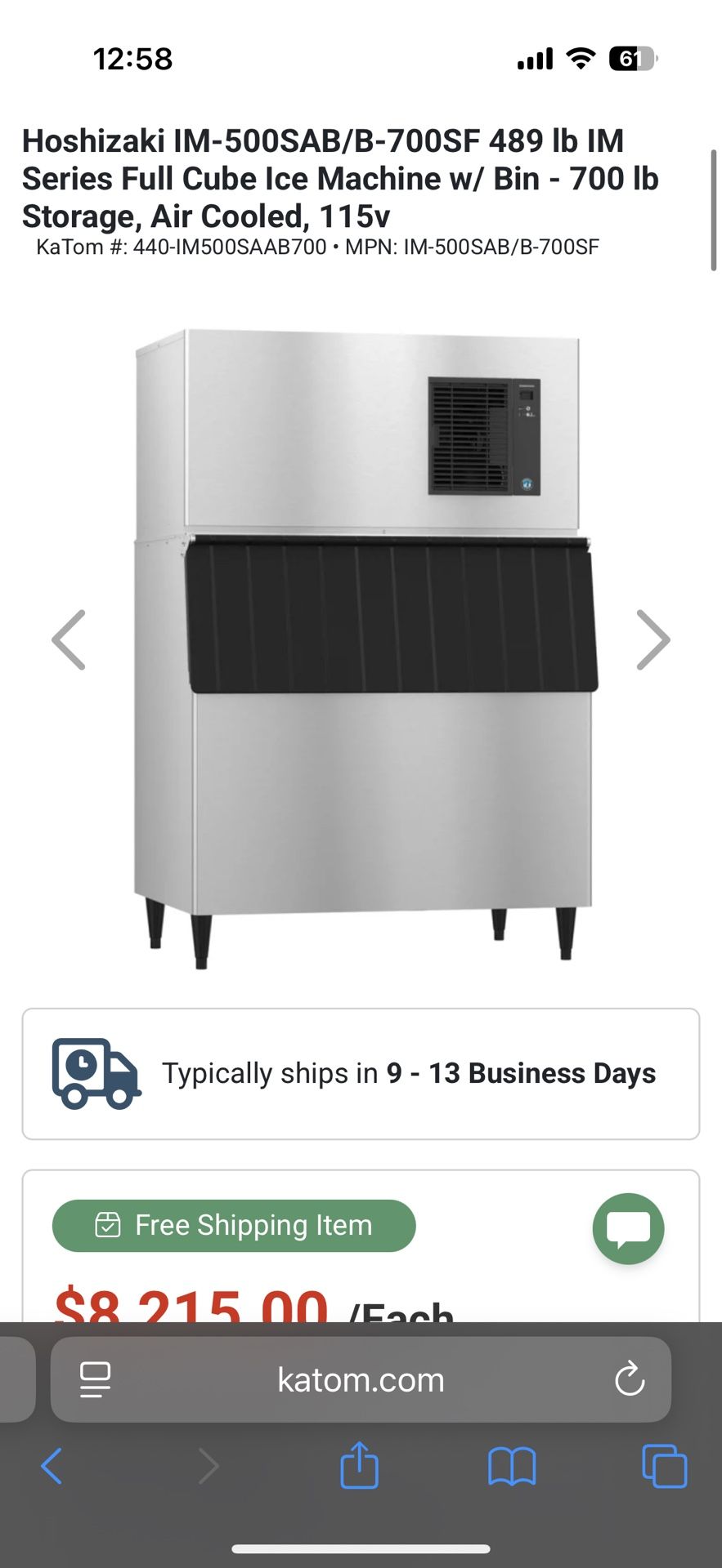 Hoshizaki IM-500SAB Large Cube Ice Maker