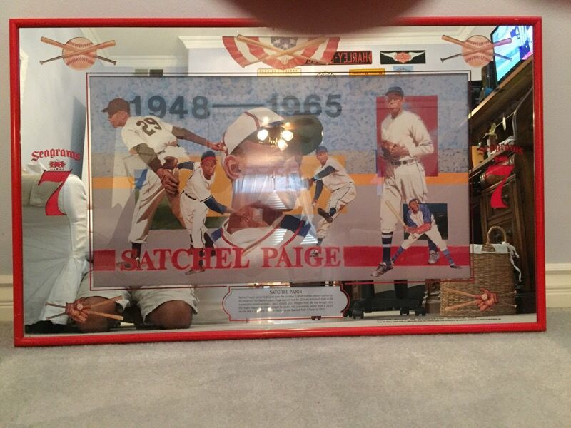 Hard to find Satchel Paige commemorative framed baseball mirror, VERY RARE