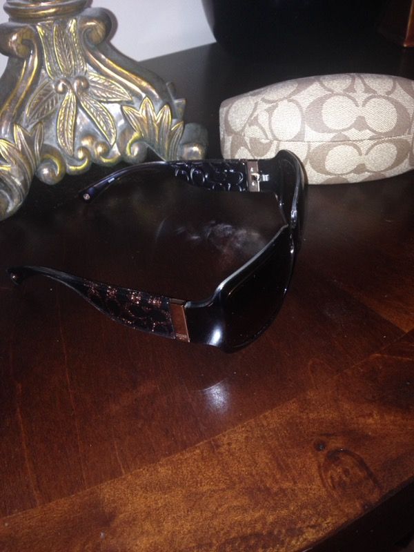 Women's Coach Christianna Brown & Gold Glitter Sunglasses