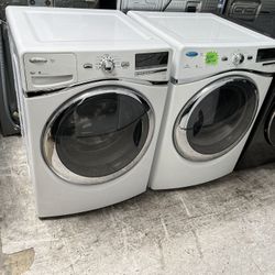 white whirlpool duet front load washer dryer set